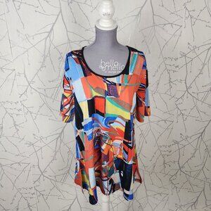 Gitane Colorful Mosaic Collage Stretch Jersey Round Neck Tunic
